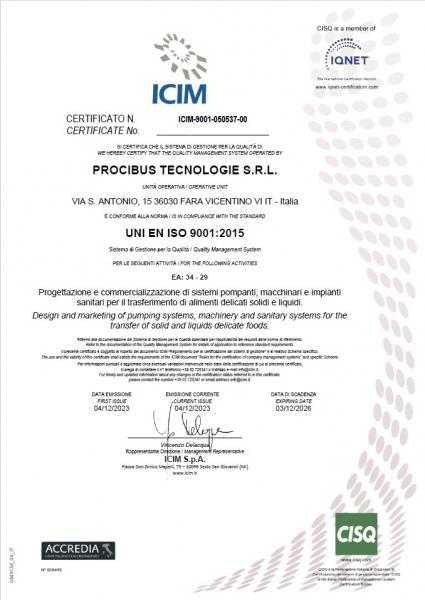 certificato - ISO 9001:2015